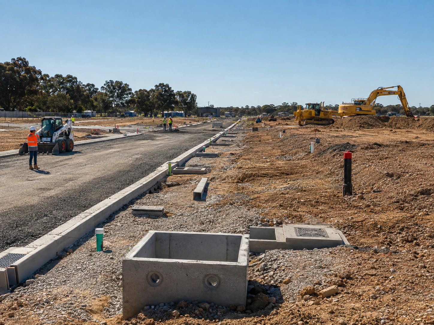 Earthworks on a new residential land subdivision